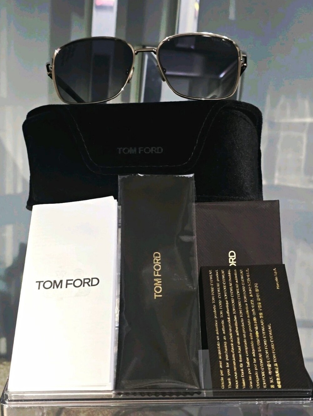 Tom Ford TF1029 28D Women’s Polarized Square Sunglasses Gold Metal Gray